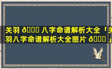关羽 🍀 八字命谱解析大全「关羽八字命谱解析大全图片 🐅 」